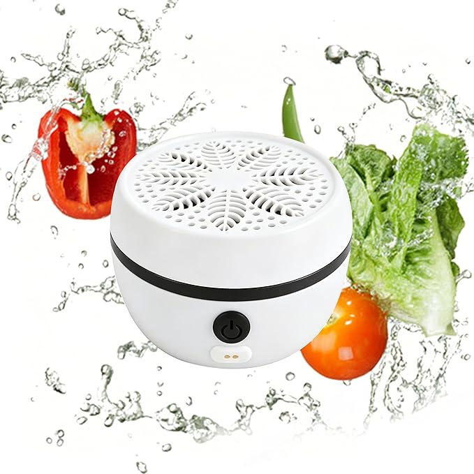 Portable Fruit and Vegetable Cleaner, Food Purifier with Electrolysis Technology, 3600mAh USB Rechargeable 4-Mode Washer, Waterproof for Home to Remove Pesticides for Fruits Vegetables (B-White)