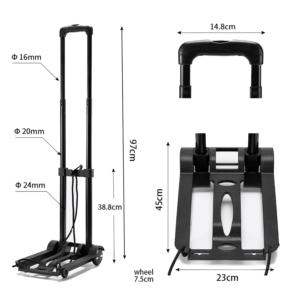 Wheel Trolley folding luggage trolley Folding Hand Truck Barrow Cart Travel Luggage Shopping Cart Portable Home Use Cart