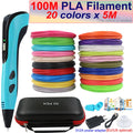 New Children's 3D Pen 3D Printing Pen with LCD Screen 200M PLA and Power Adapter Travel Case Christmas Birthday Gift for Kids