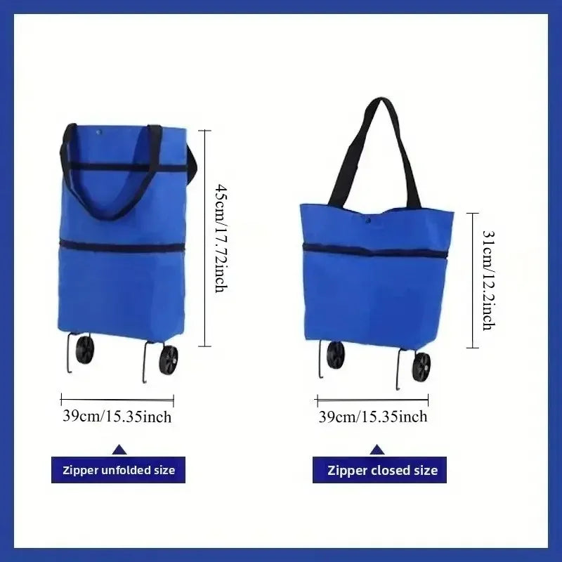 Foldable Portable Shopping Cart with Wheels | Lightweight Backpack-Style Hand Cart for Home Use