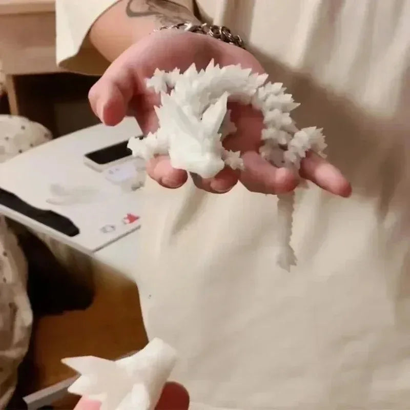 3D Printed Luminous  Dragon Articulated Joints Glow in Dark, Blue White Desktop Night Light Home Decor Kids Gift Bedroom Orn
