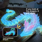 3D Printed Luminous  Dragon Articulated Joints Glow in Dark, Blue White Desktop Night Light Home Decor Kids Gift Bedroom Orn