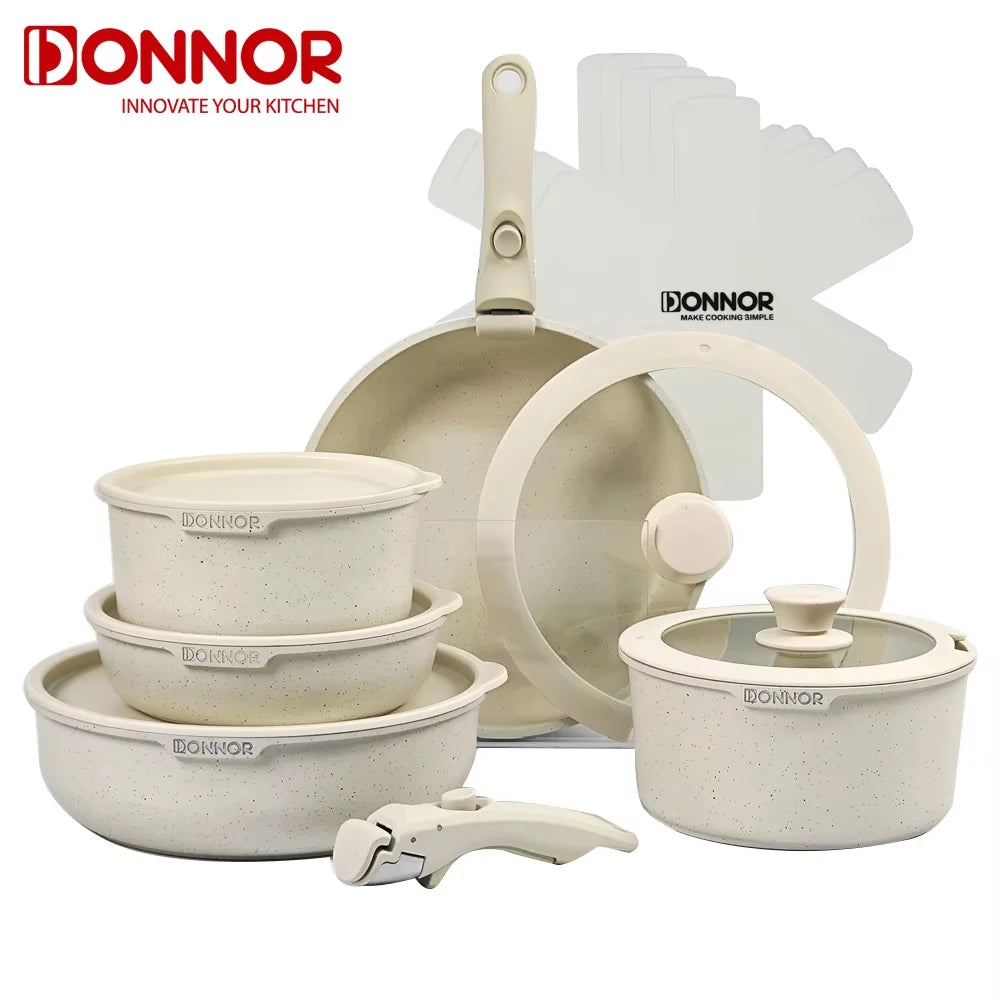 17-Piece Removable Handle Non-Stick Cookware Set