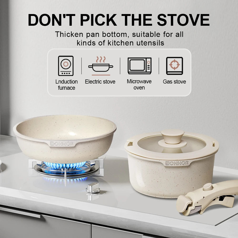 17-Piece Removable Handle Non-Stick Cookware Set