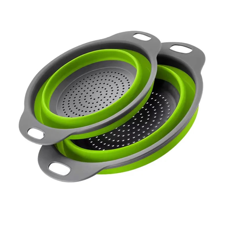 Silicone Folding Drain Basket Fruit Vegetable Washing Basket Foldable Strainer Colander Collapsible Drainer Kitchen Storage Tool